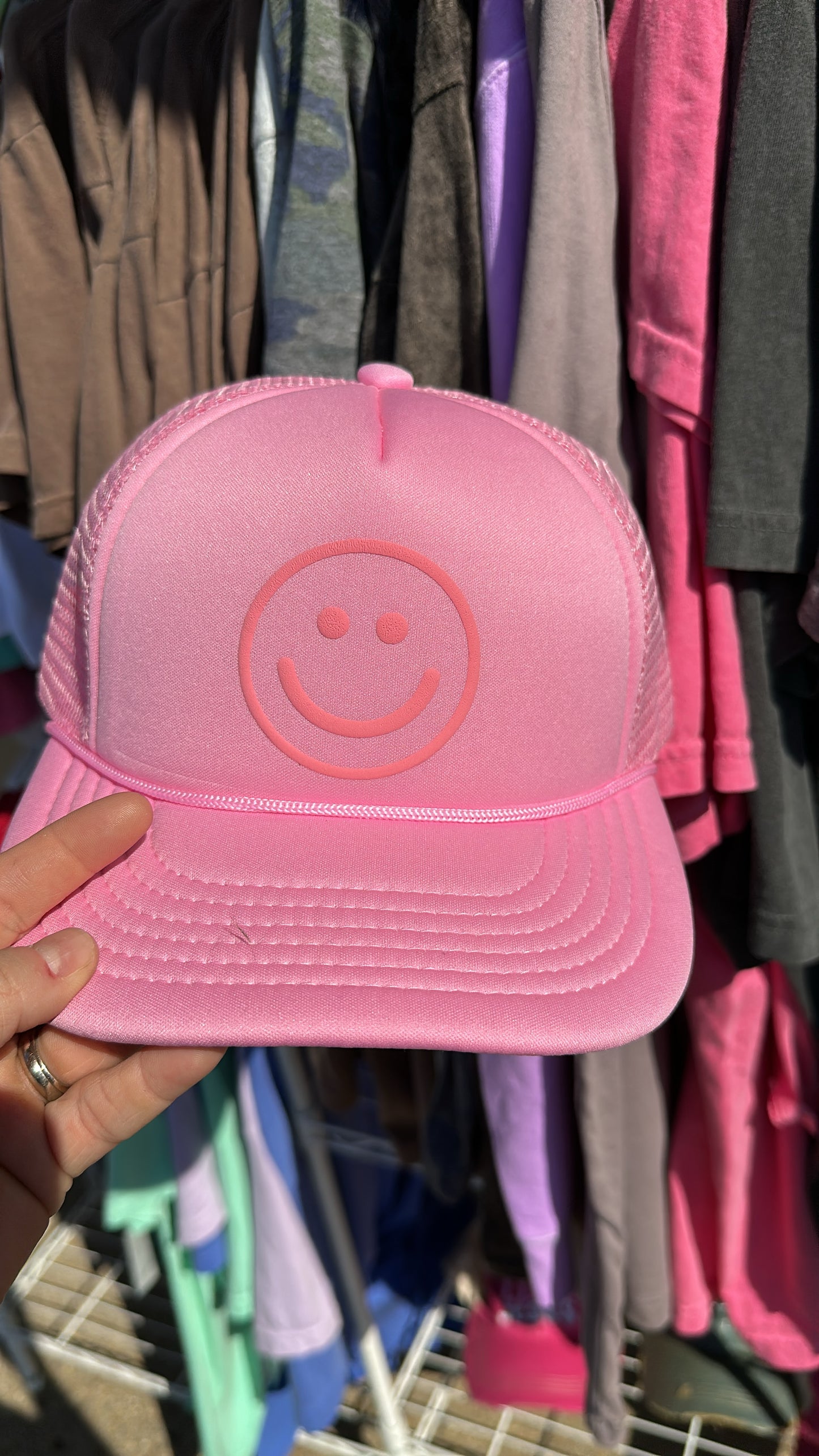 Pink Smiley trucker Hat