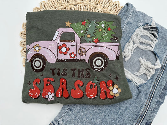 Pink truck Christmas Tee