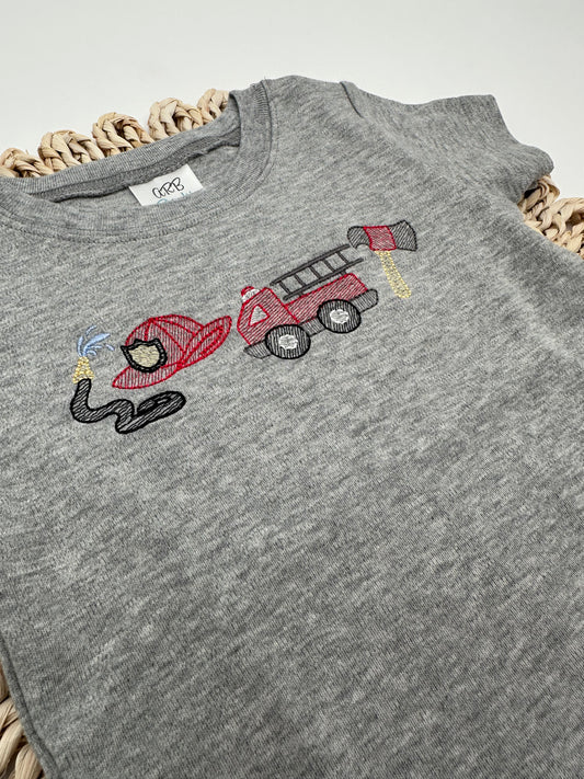 Fire Truck Embroidered Tee