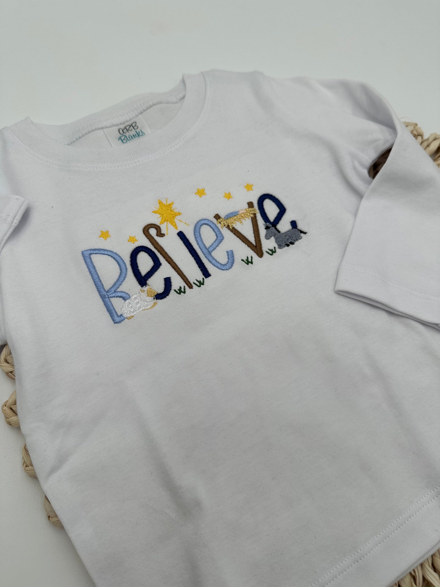 Believe Long Sleeve Embroidered Tee