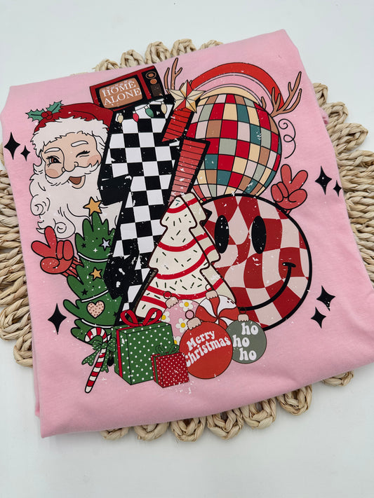 Pink Retro Christmas Tee